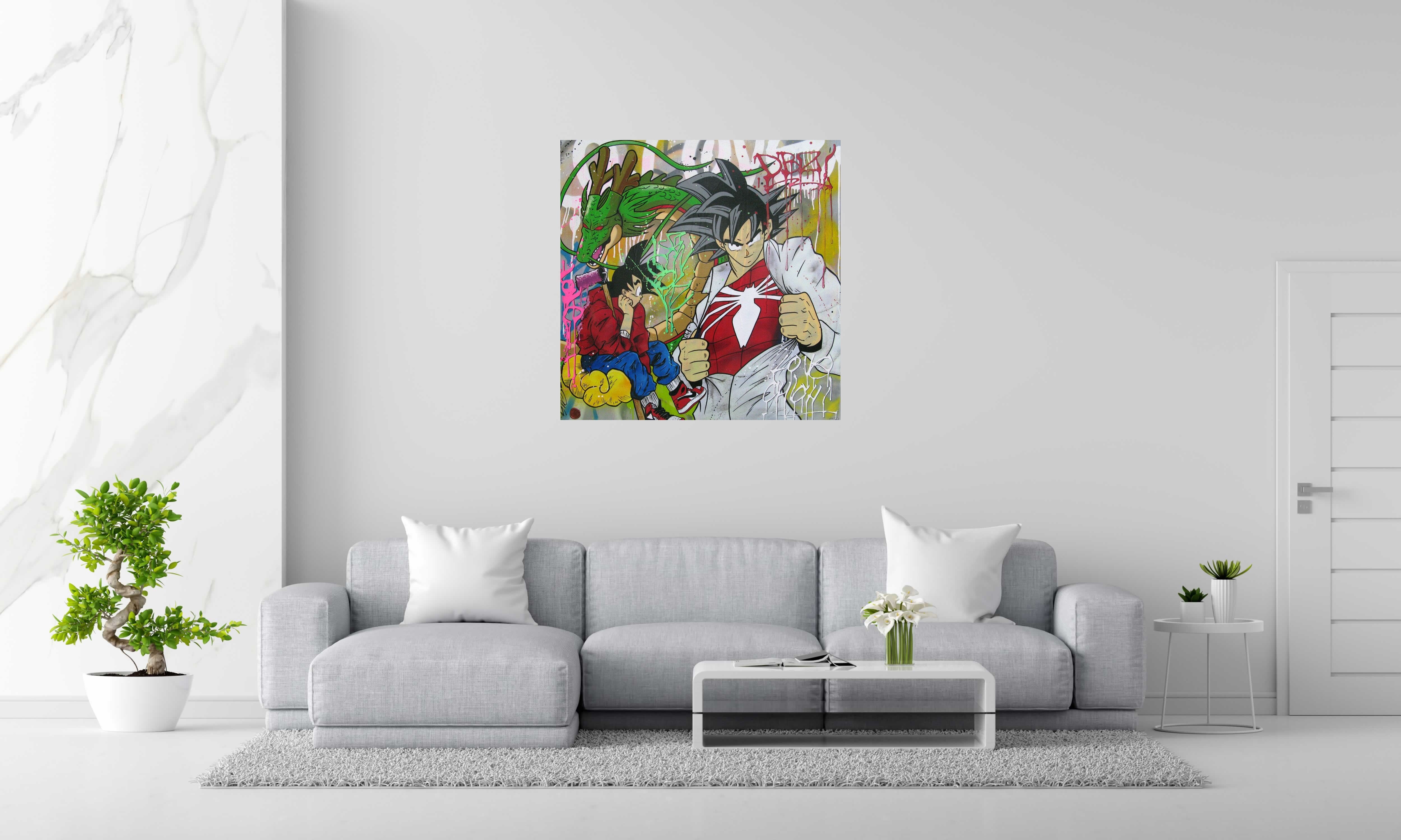 Tableau SPIDER DRAGON de JUG dans un intérieur – 100 × 100 cm