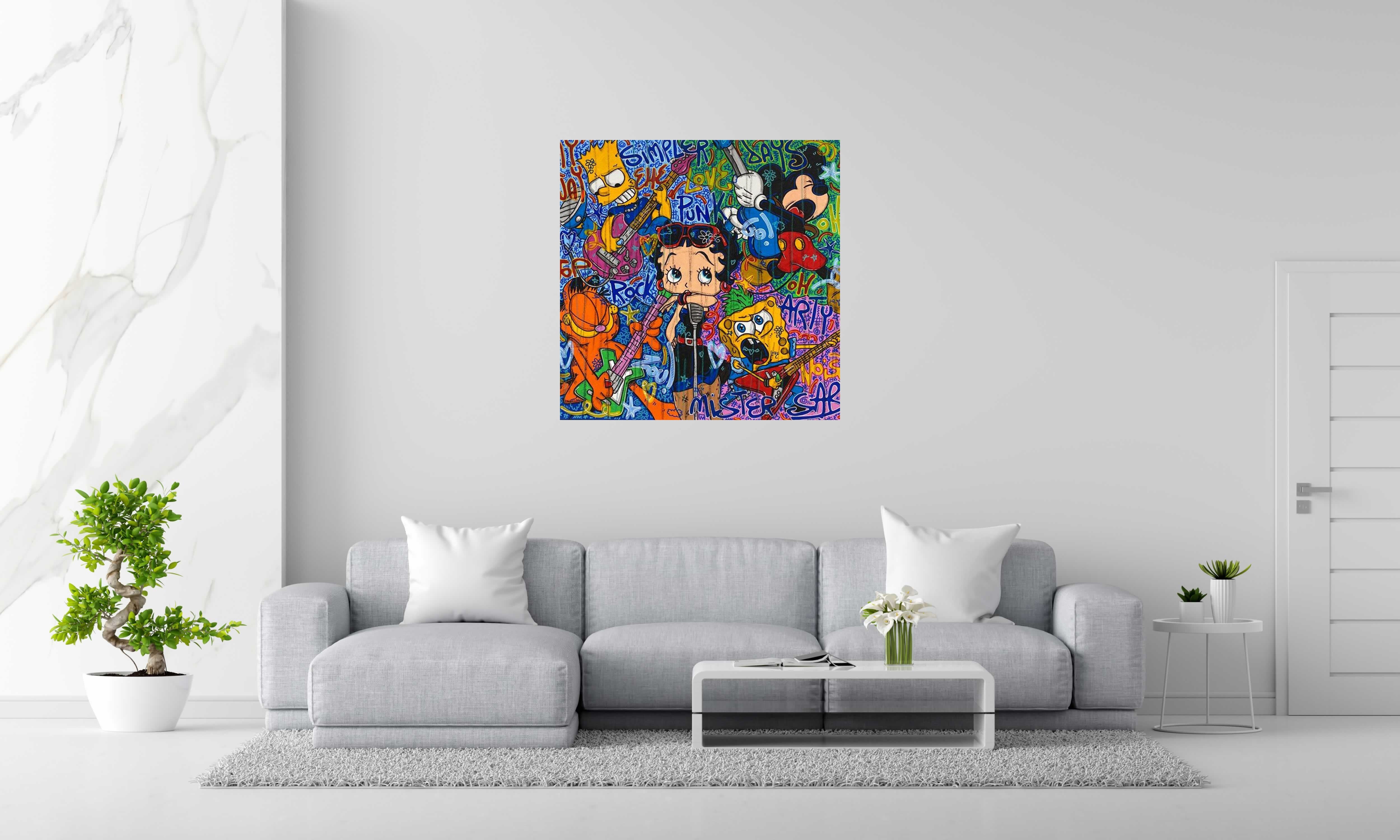 Tableau Punk de RICO SAB dans un intérieur – 100 × 100 cm