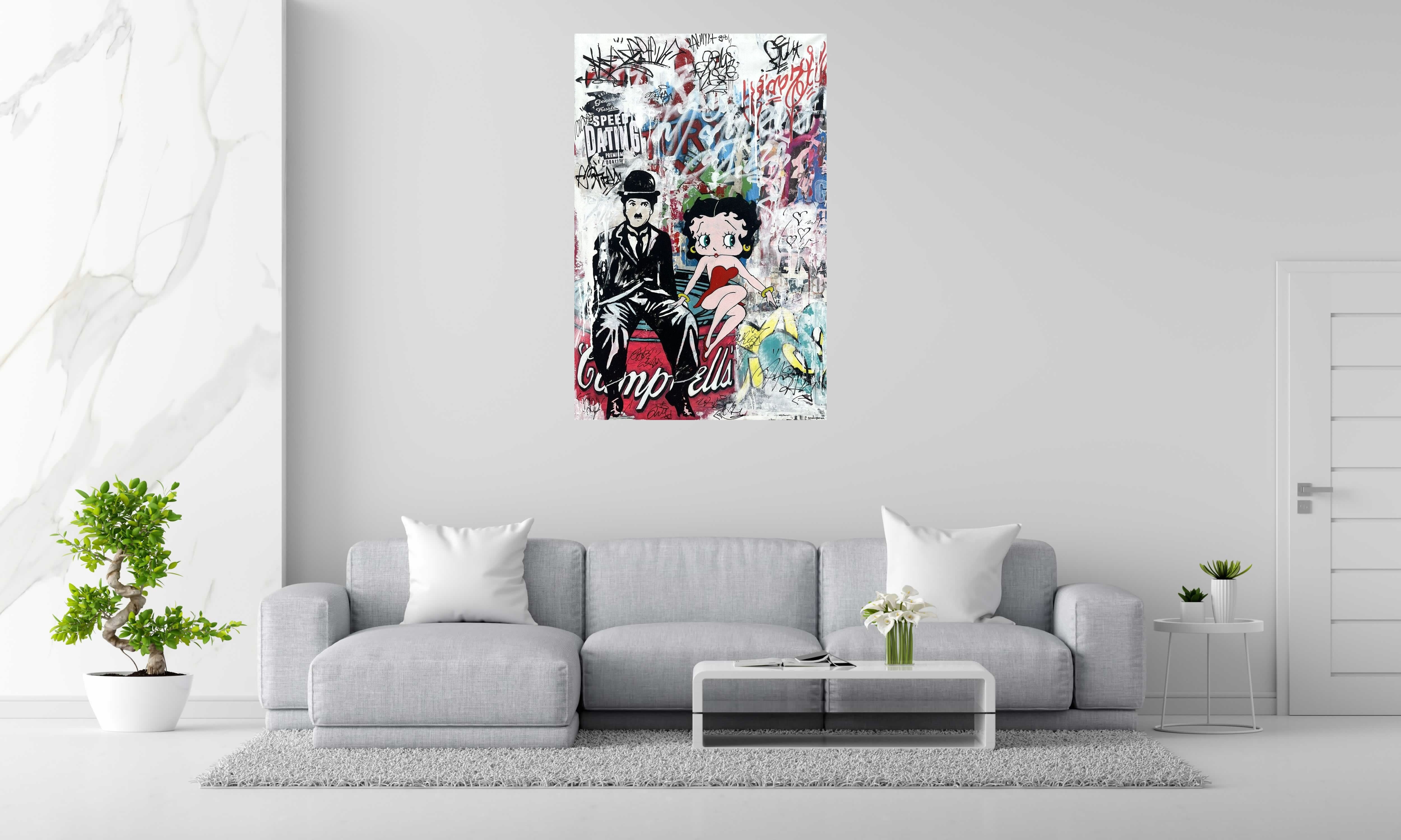Tableau Speed Dating de PATRICIA GADISSEUR dans un intérieur – 90 × 138 cm
