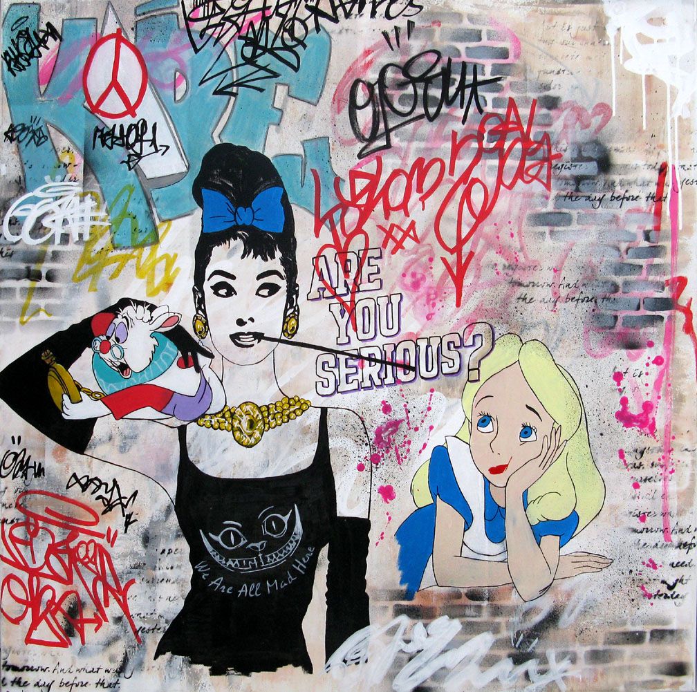 Tableau graffiti grand format Are you Serious – PATRICIA GADISSEUR – 100 × 100 cm