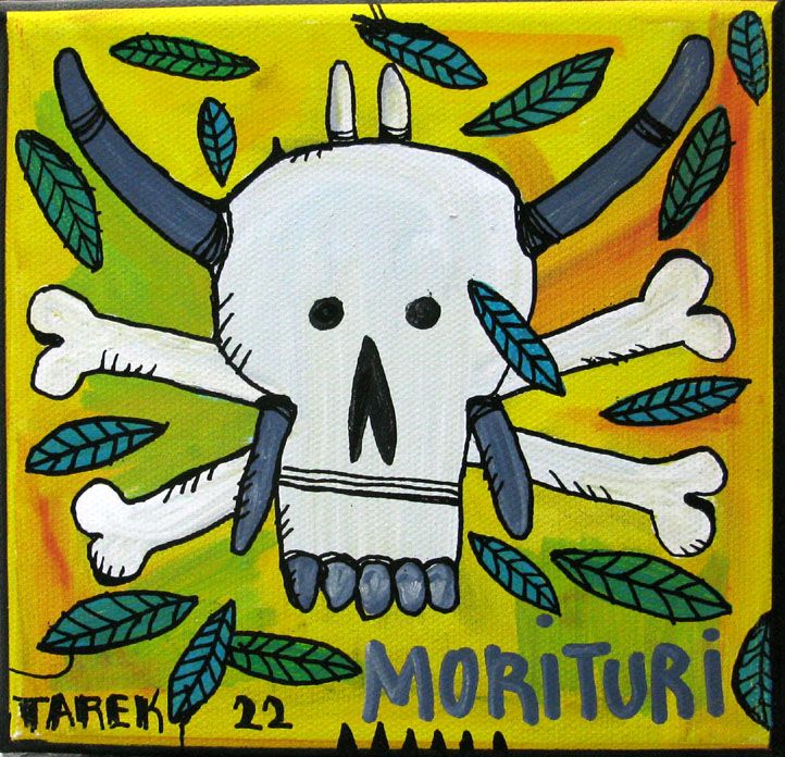 Tableau graffiti petit format MORITURI – TAREK – 15 × 15 cm
