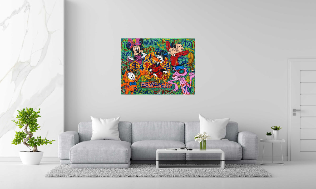 Tableau 1000 $ de RICO SAB dans un intérieur – 89 × 116 cm