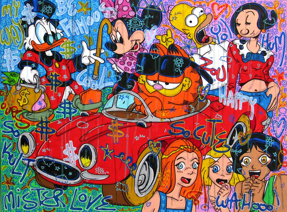 Tableau grande taille Be famous $ – RICO SAB – 130 × 100 cm