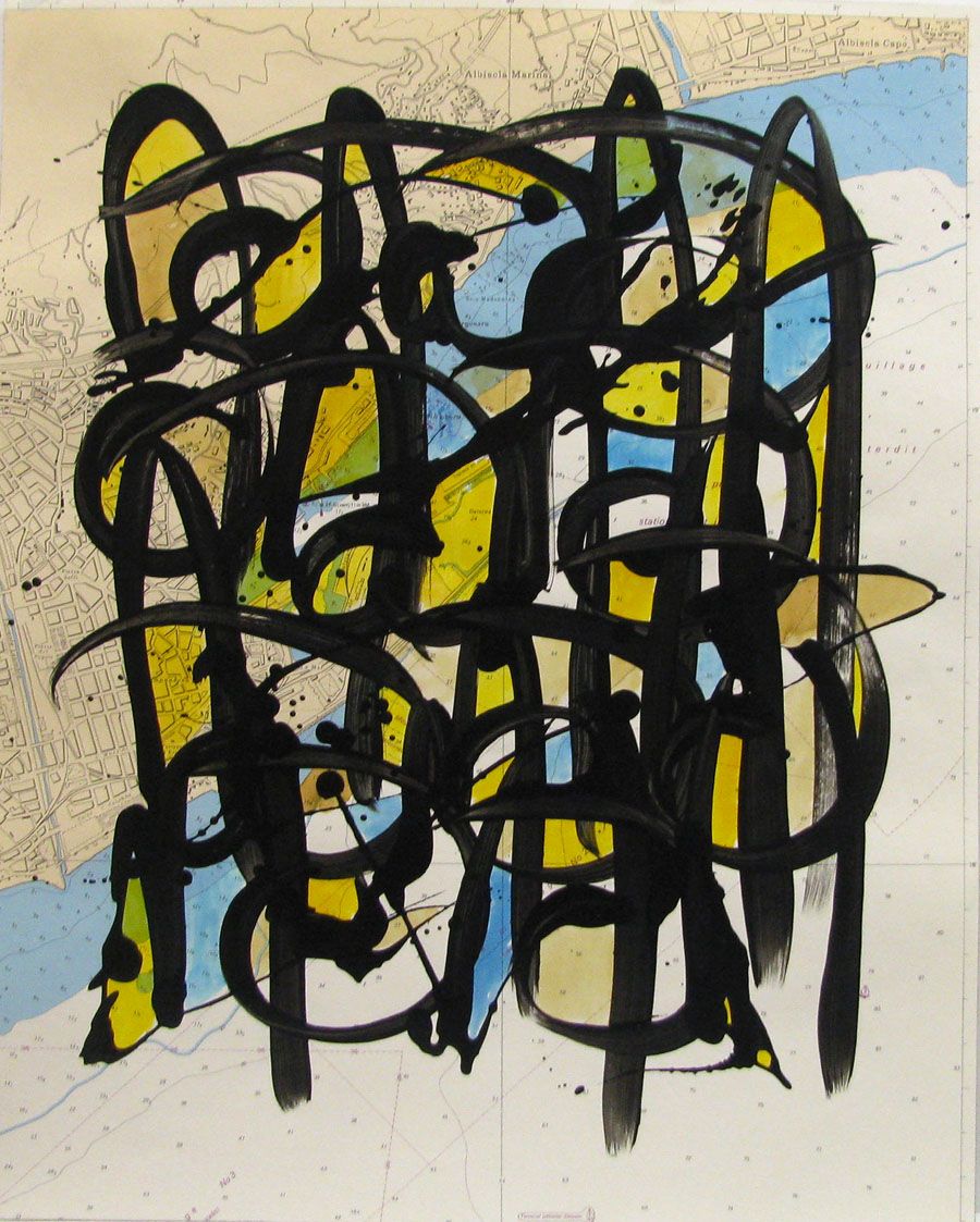 Tableau graphique petit format NO NAME SUR CARTE MARINE N°17 – STEPHANE RIME – 50 × 40 cm