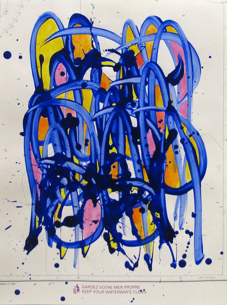 Tableau graphique petit format NO NAME SUR CARTE MARINE N°36 – STEPHANE RIME – 40 × 30 cm