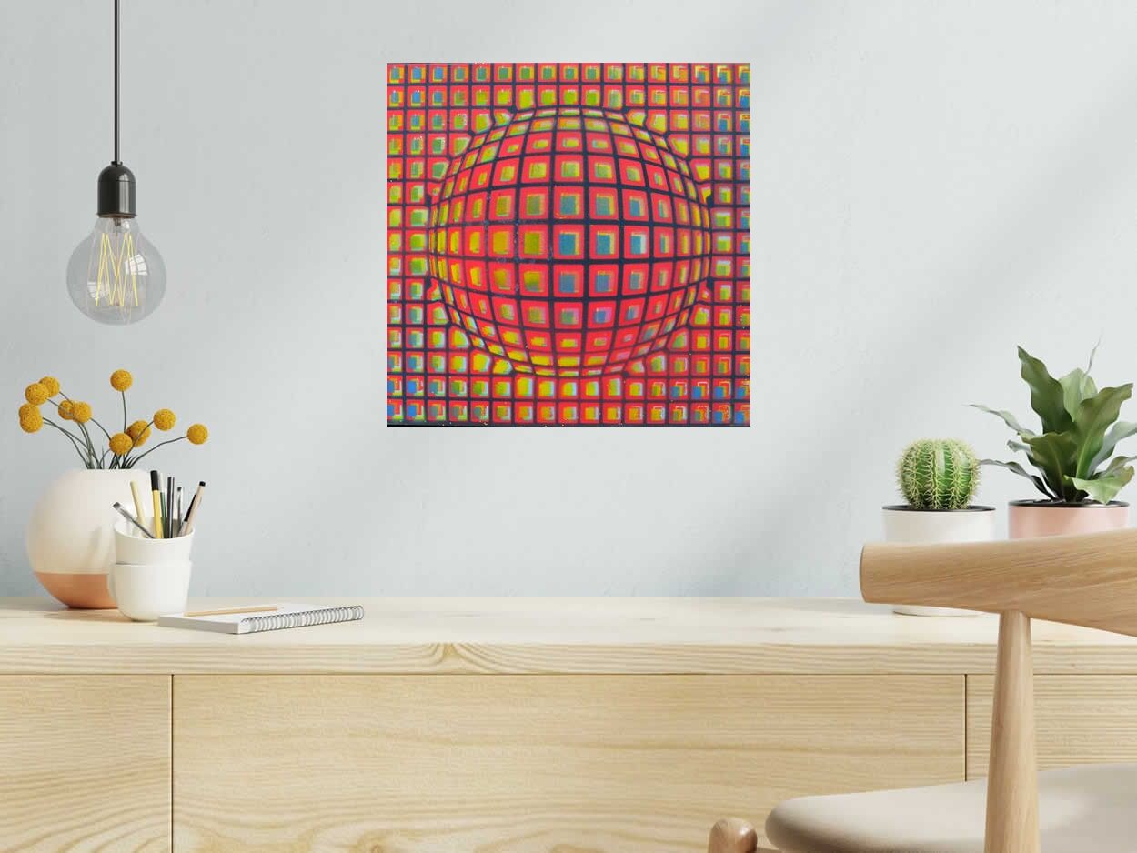 Tableau Boule 2 de YANN GUINCHAN dans un intérieur – 40 × 40 cm