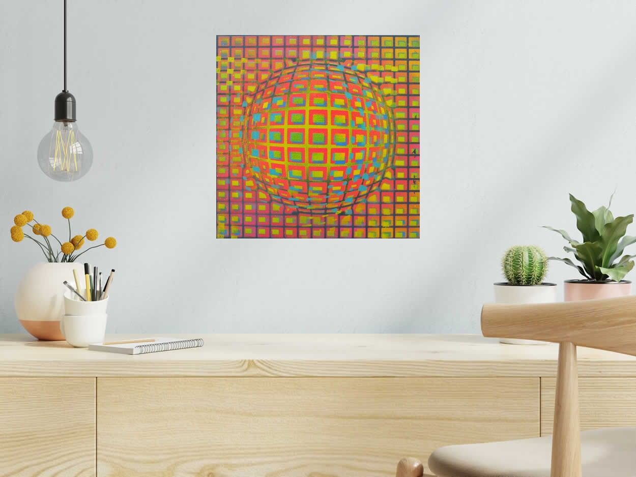Tableau Boule 3 de YANN GUINCHAN dans un intérieur – 40 × 40 cm
