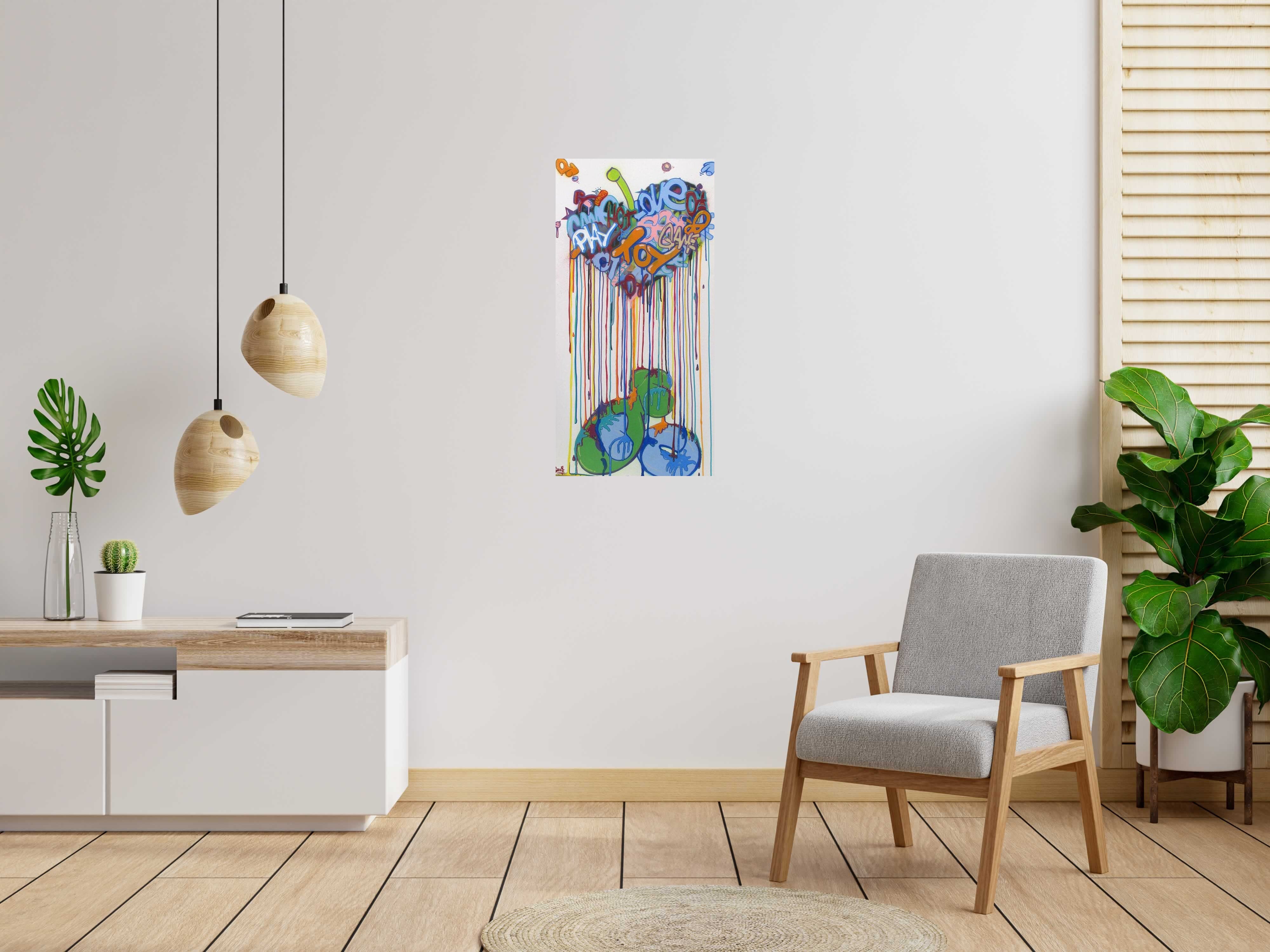 Tableau DEBORDANT D'AMOUR de GUTI dans un intérieur – 100 × 50 cm