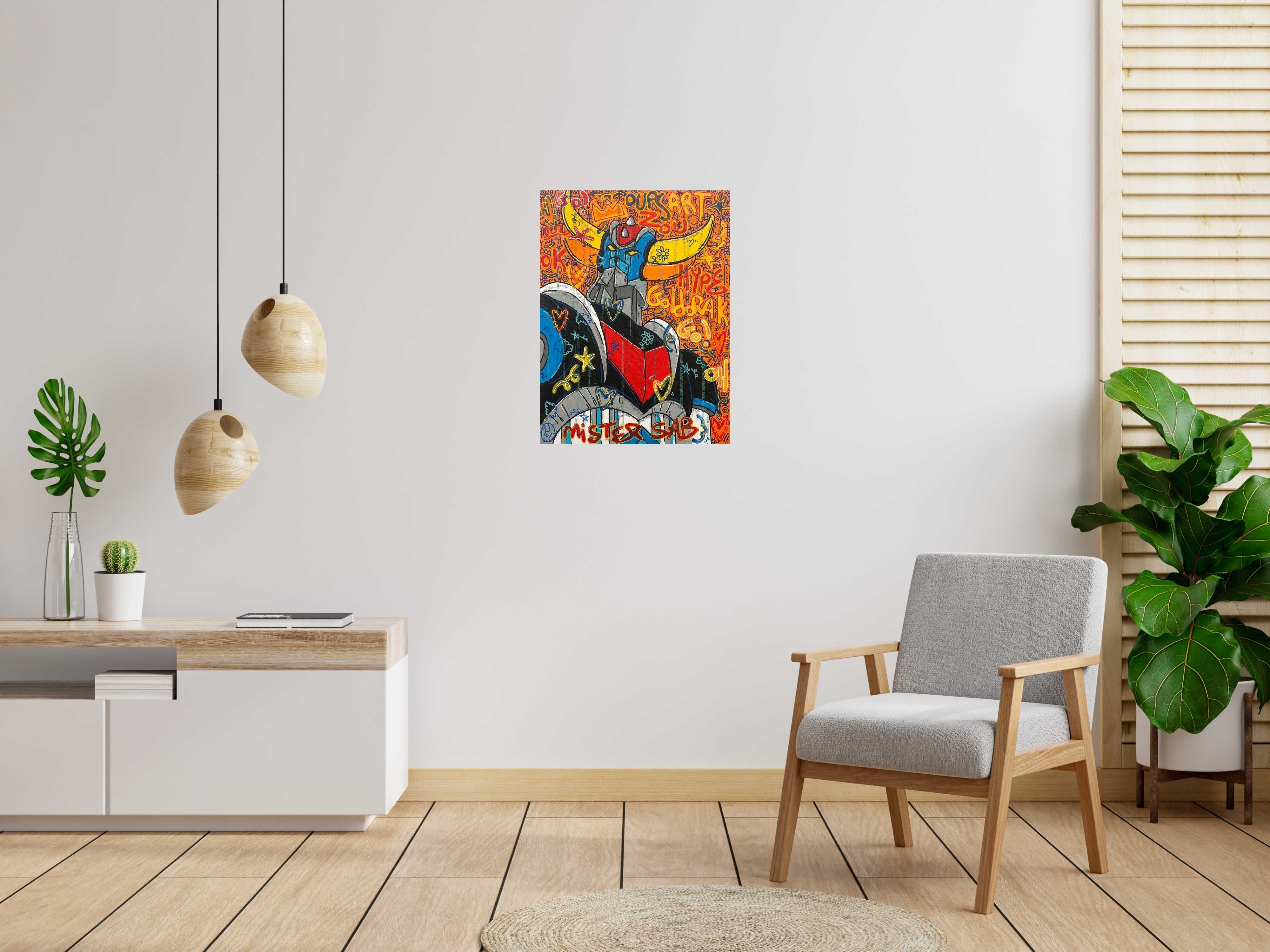 Tableau Goldorak Go de RICO SAB dans un intérieur – 60 × 80 cm