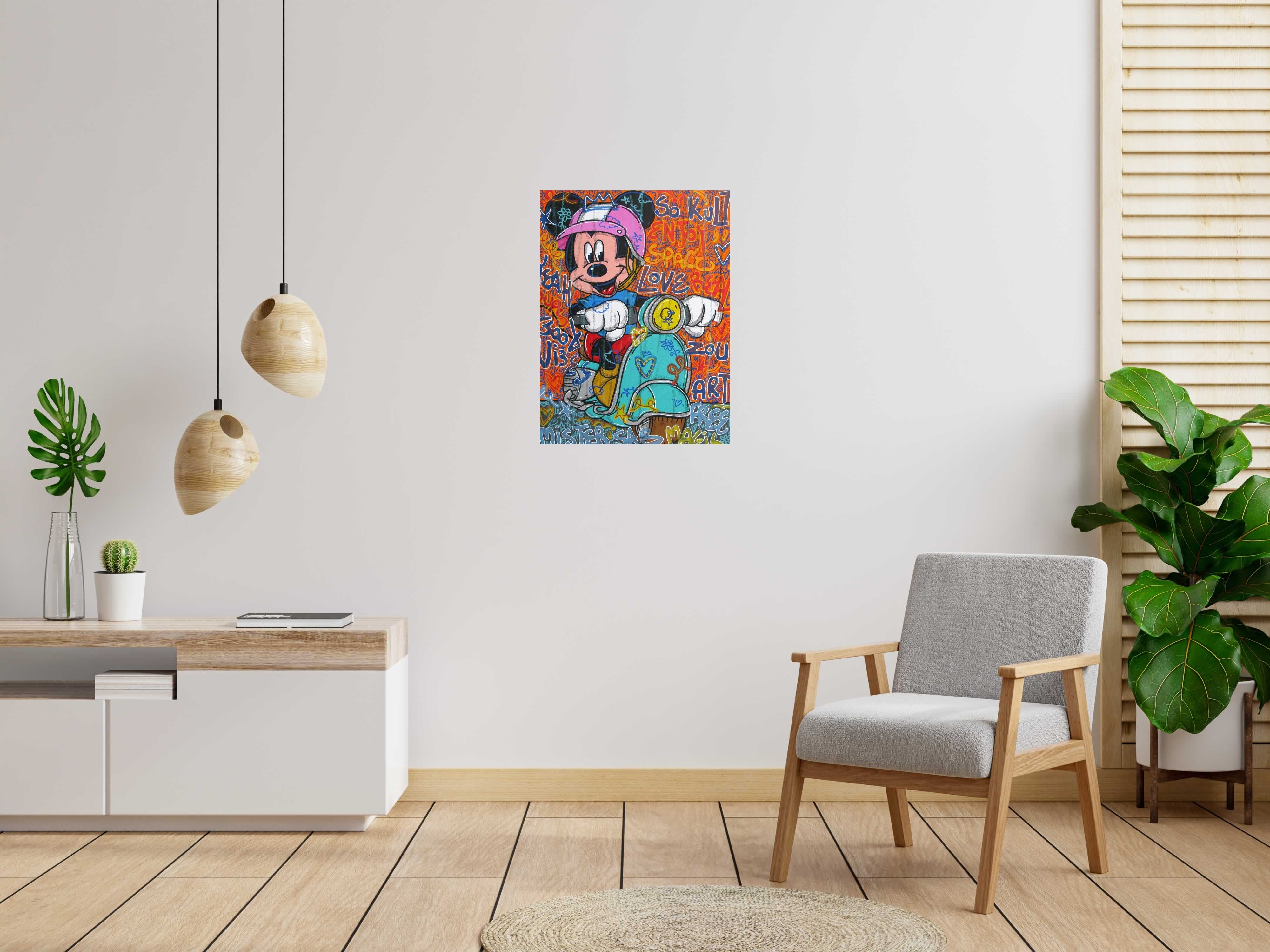 Tableau Yeah Mickey de RICO SAB dans un intérieur – 60 × 80 cm