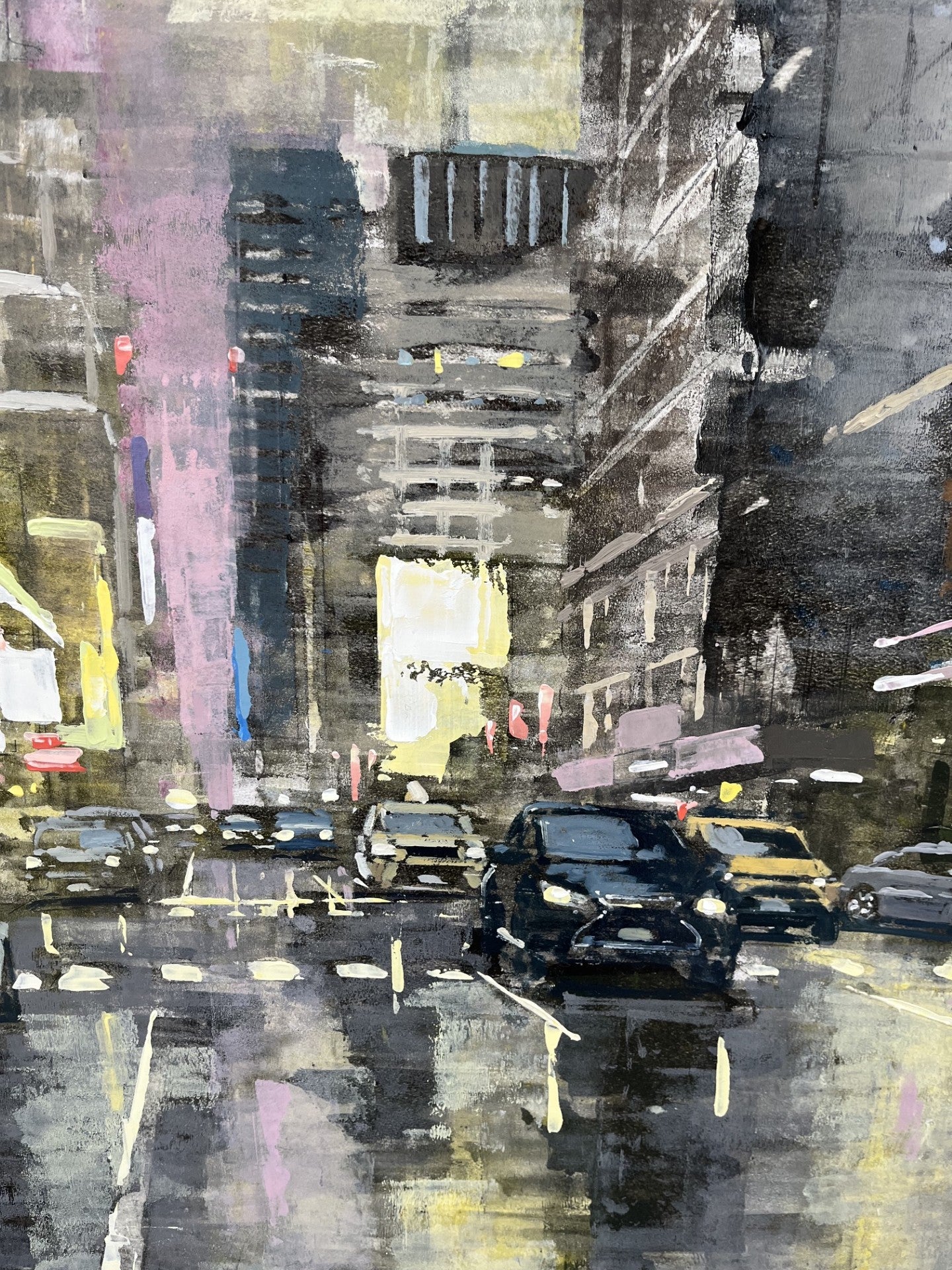 Tableau 7th Avenue Yellow Light de ADRIEN FAVEAU dans un intérieur – 100 × 100 cm