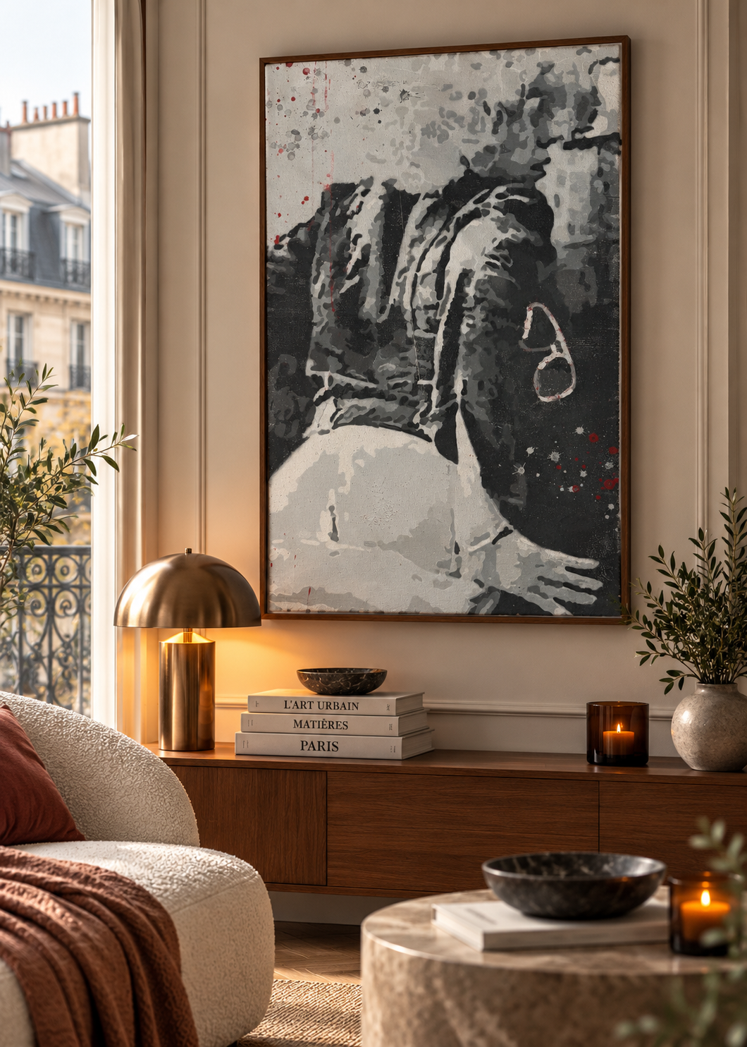 Tableau Kiss my Ass de MISS FUCK dans un intérieur – 60 × 92 cm