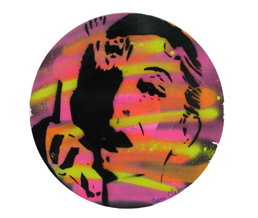 Tableau petit format orange et rose Gainsbourg – SARA CHELOU – 30 × 30 cm