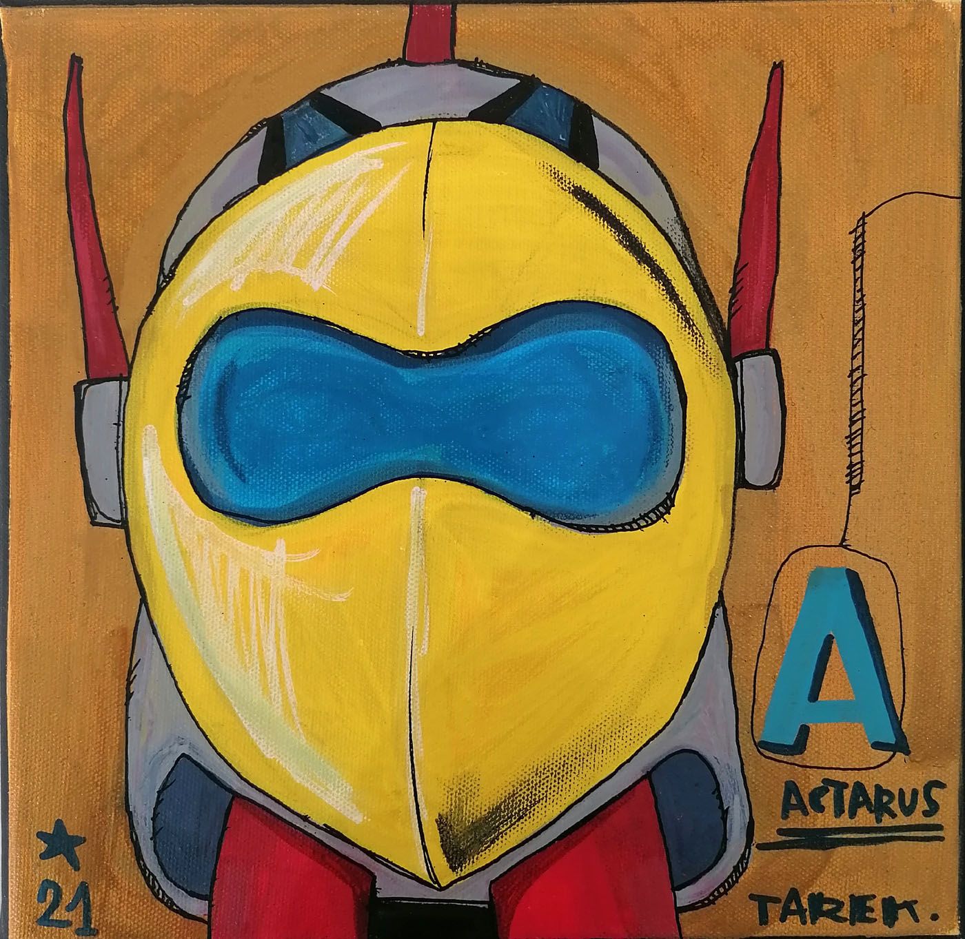 Tableau petit format Actarus – TAREK – 25 × 25 cm