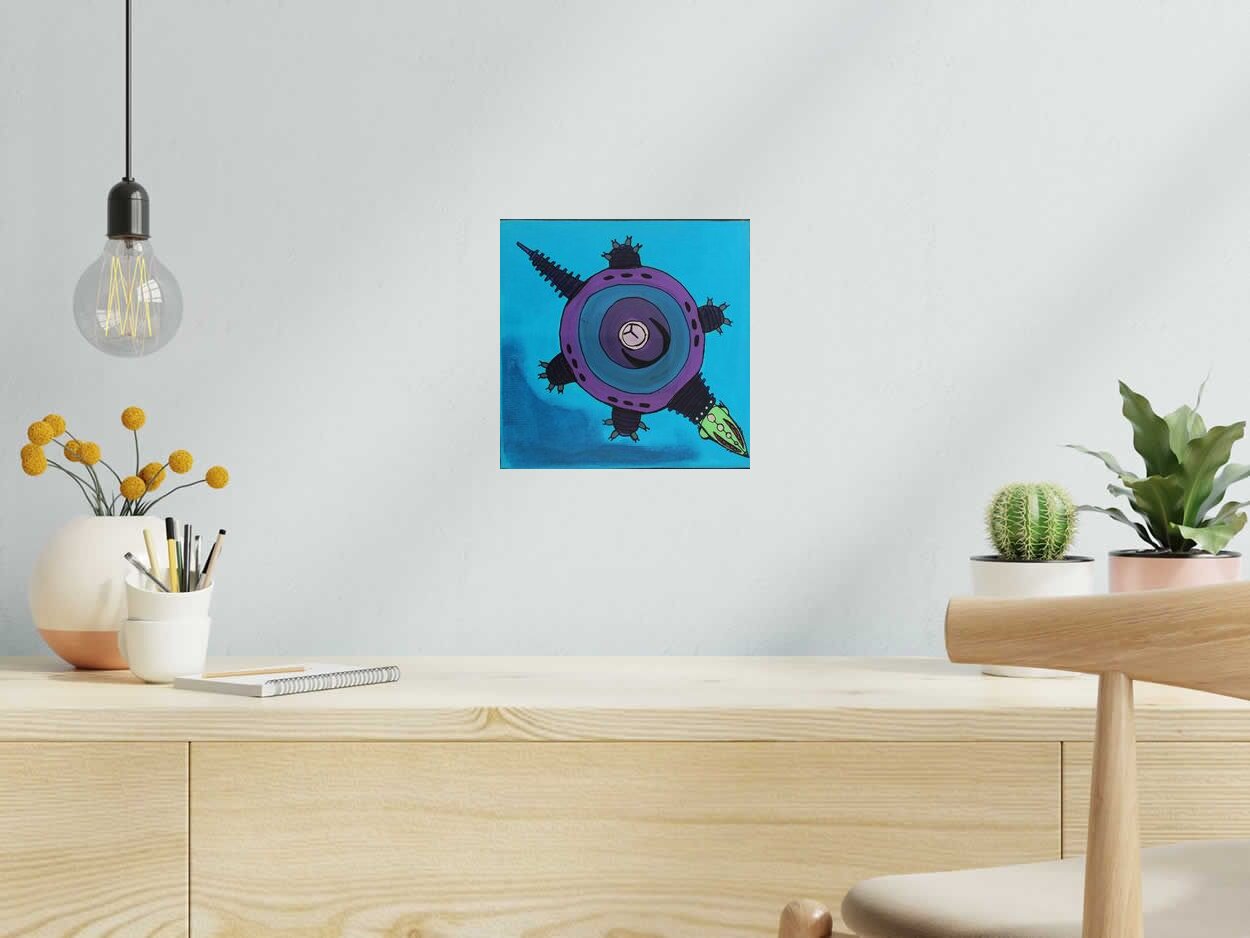 Tableau Golgoth #1 de TAREK dans un intérieur – 25 × 25 cm