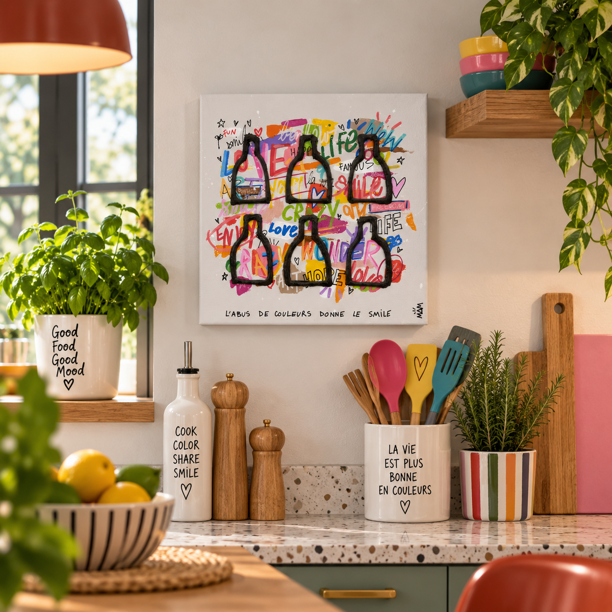Tableau Smile de MAM dans un intérieur – 20 × 20 cm