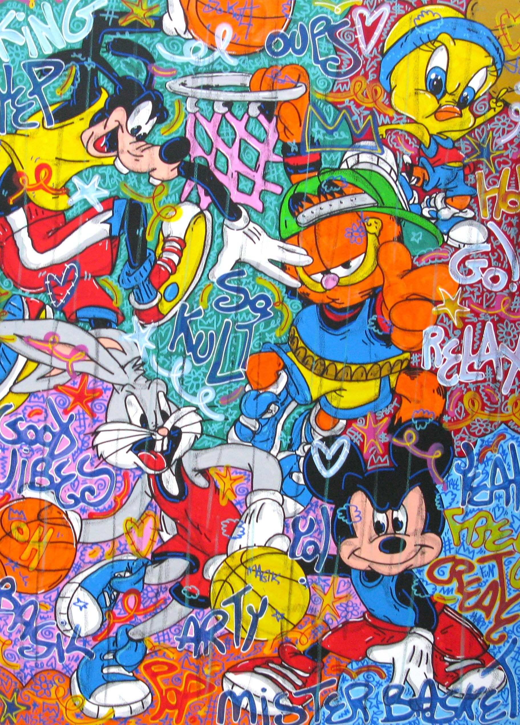 Tableau street art format xxl Basketeam – RICO SAB – 97 × 130 cm