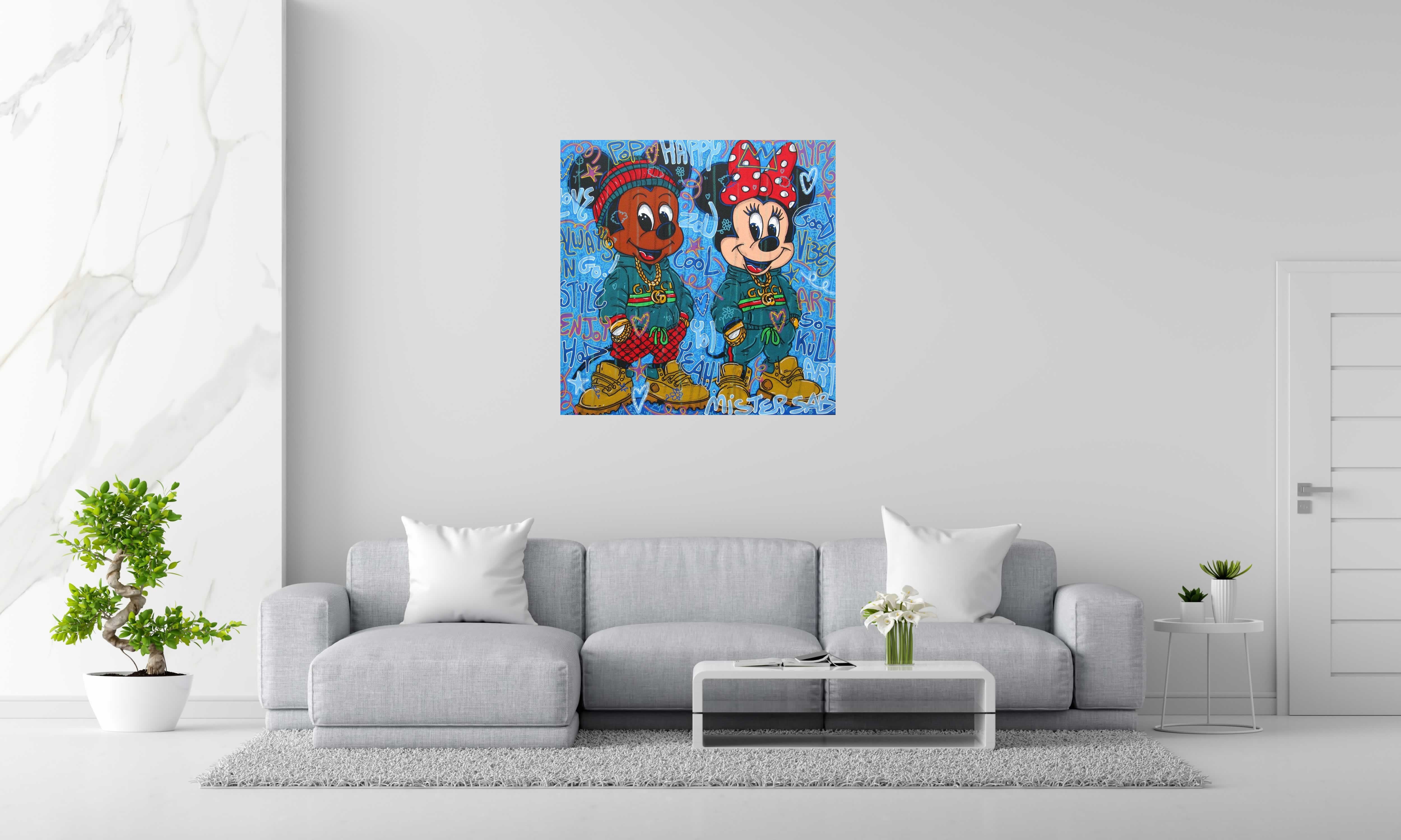Tableau So hype de RICO SAB dans un intérieur – 100 × 100 cm