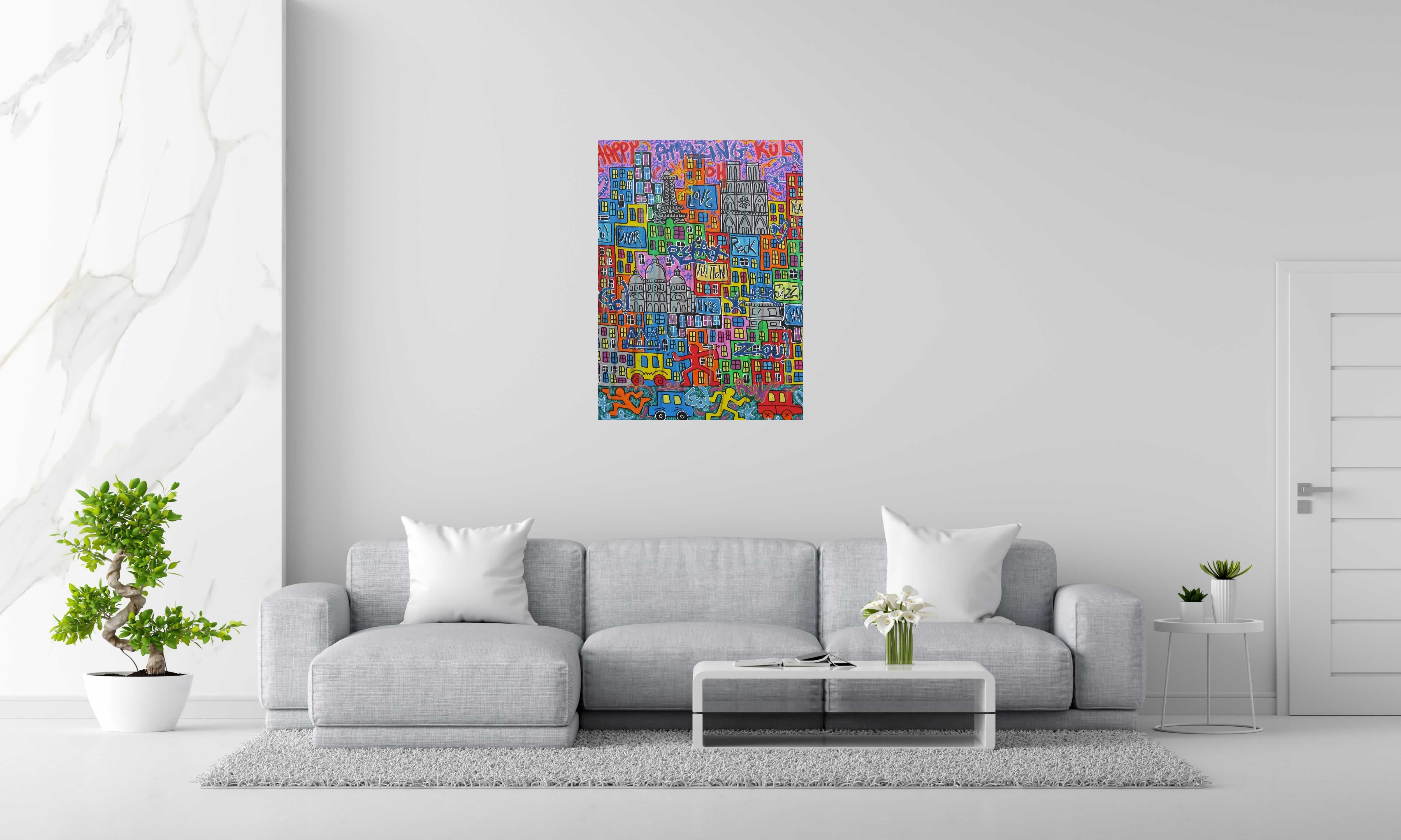 Tableau Amazing Paris de RICO SAB dans un intérieur – 73 × 100 cm