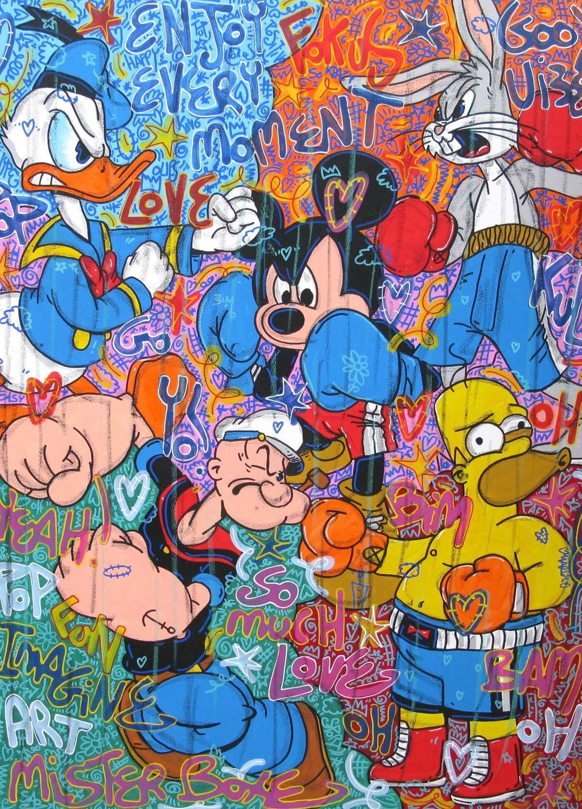Tableau street art grande taille Boxeteam – RICO SAB – 97 × 130 cm