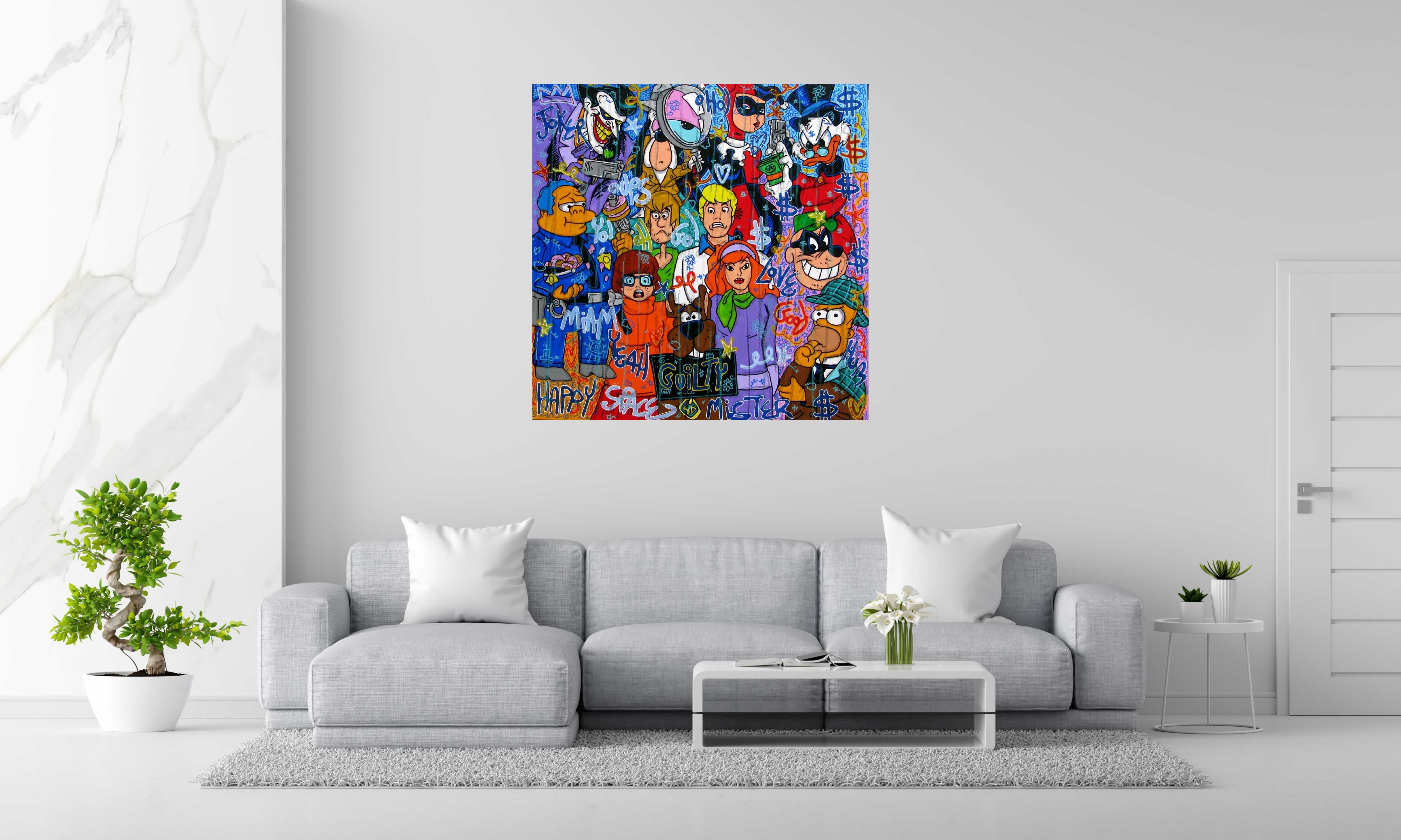 Tableau Guilty de RICO SAB dans un intérieur – 120 × 120 cm