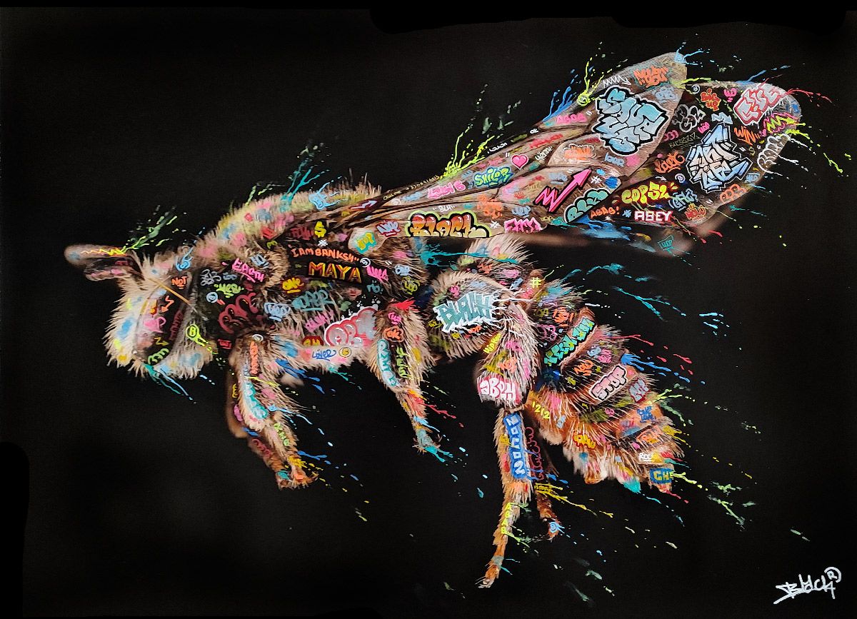 Tableau street art moyen format Abeille – BLACH – 65 × 90 cm
