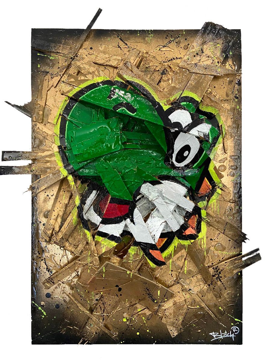 Tableau street art moyen format Anamoprhose Yoshi – BLACH – 50 × 62 cm
