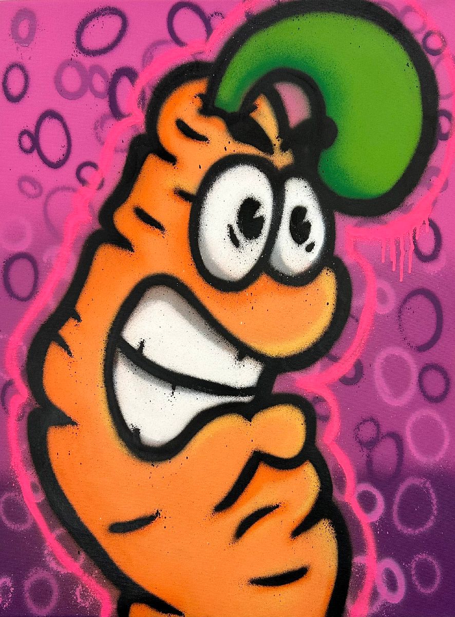 Tableau street art moyen format Pink bubbles – Carotte – 59 × 79 cm