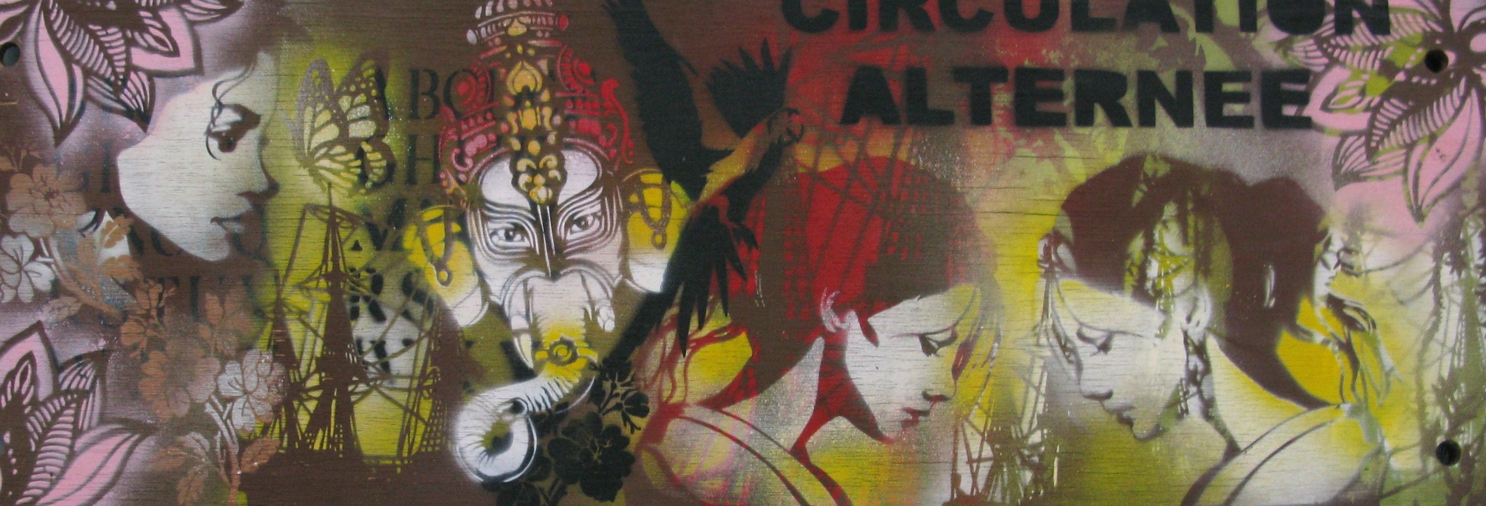 Tableau street art moyen format Circulation alternée – KARO TRASS – 89 × 30 cm