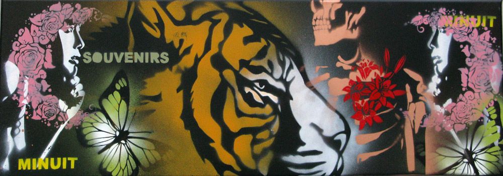 Tableau street art moyen format Histoire courte – KARO TRASS – 30 × 90 cm