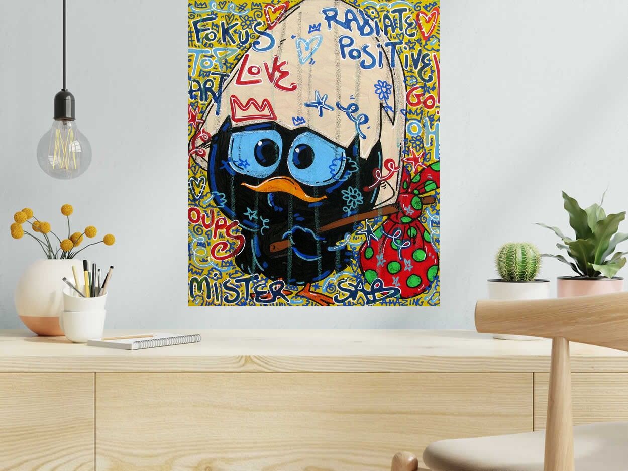 Tableau Oups de RICO SAB dans un intérieur – 50 × 61 cm