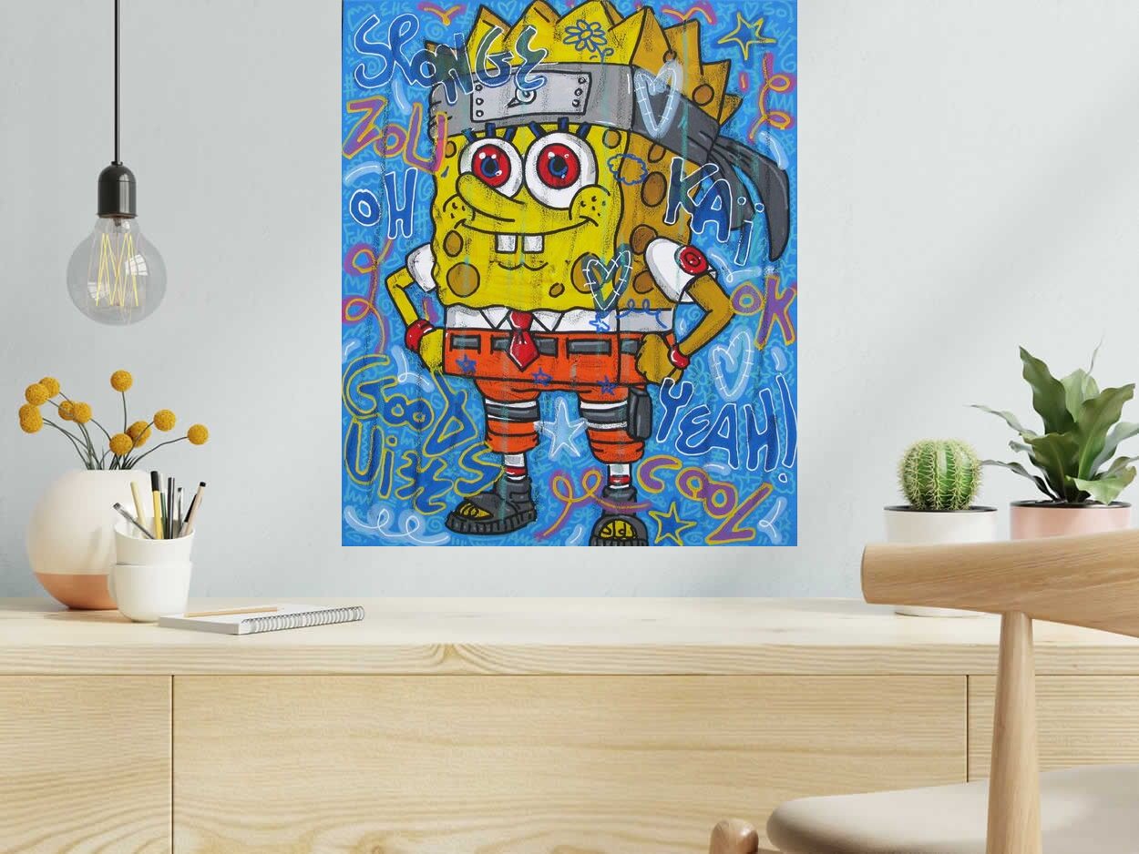 Tableau Spongesaï de RICO SAB dans un intérieur – 50 × 60 cm