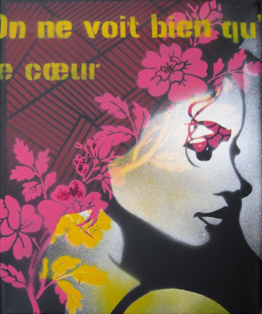 Tableau street art petit format Joséphine – KARO TRASS – 18 × 24 cm