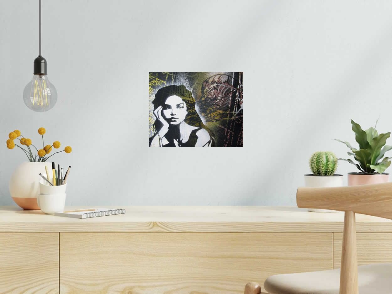 Tableau Mermaid de KARO TRASS dans un intérieur – 30 × 24 cm