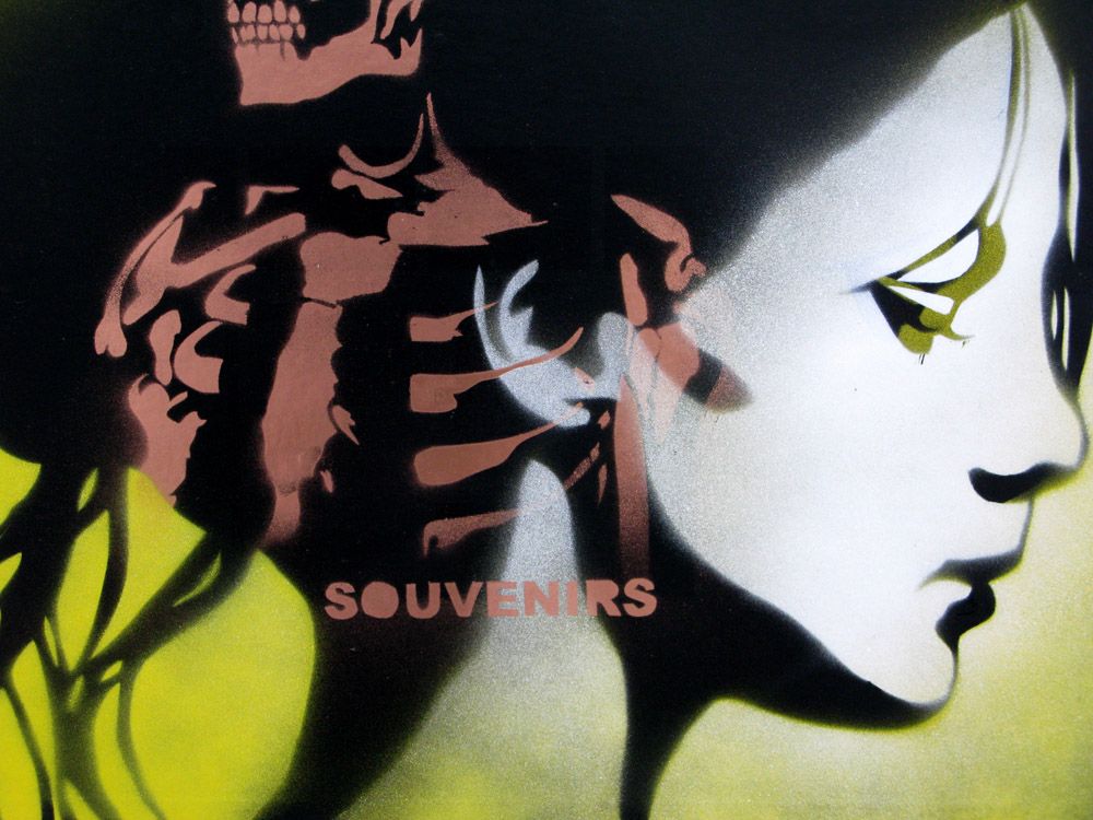 Tableau street art petit format Pauline et ses souvenirs – KARO TRASS – 55 × 40 cm