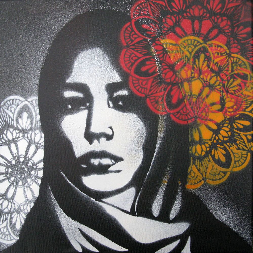 Tableau street art petit format POUR LES YEUX – KARO TRASS – 30 × 30 cm