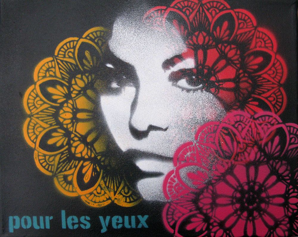 Tableau street art petit format SHANTI EYES – KARO TRASS – 24 × 30 cm