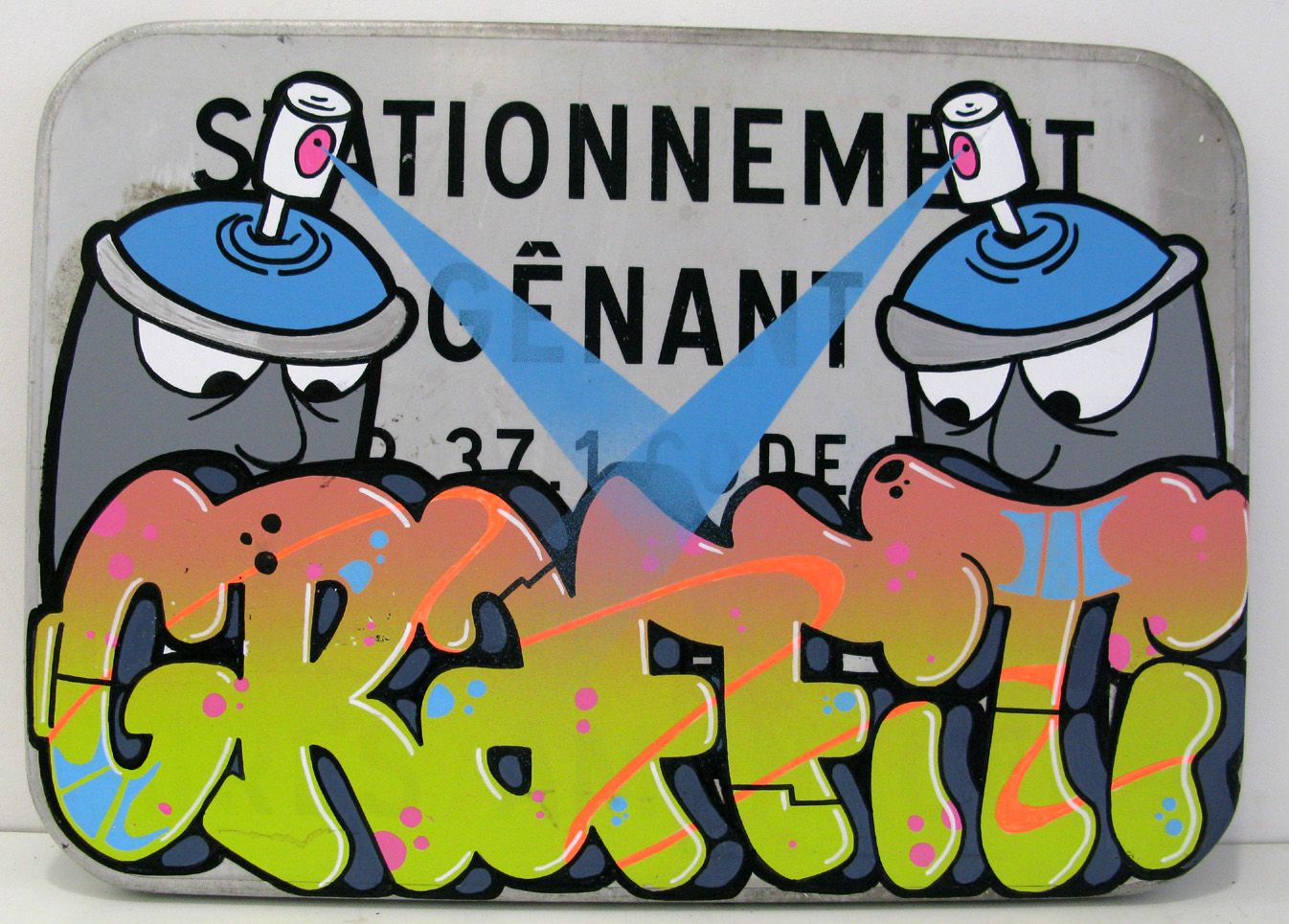 Tableau street art petit format Duel de spray – KENY – 51 × 36 cm