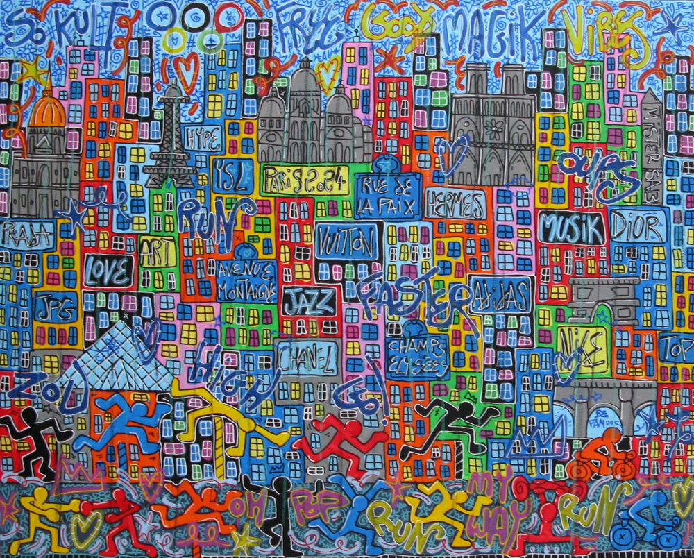 Tableau street art très grand format MAGIK PARIS 2024 – RICO SAB – 150 × 120 cm