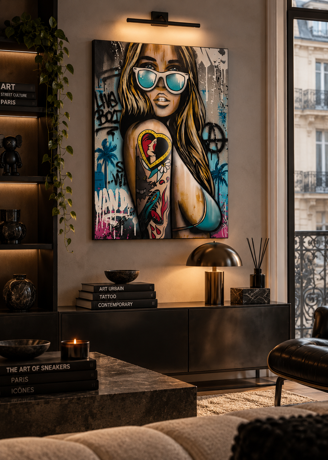 Tableau Chilling de JUG dans un intérieur – 50 × 70 cm