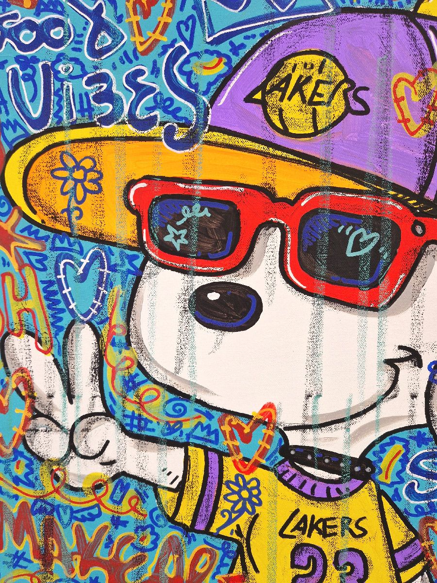 Tableau de RICO SAB a pour titre Good vibes Snoopy style street pop art, street art dim : RICO SABprix:290