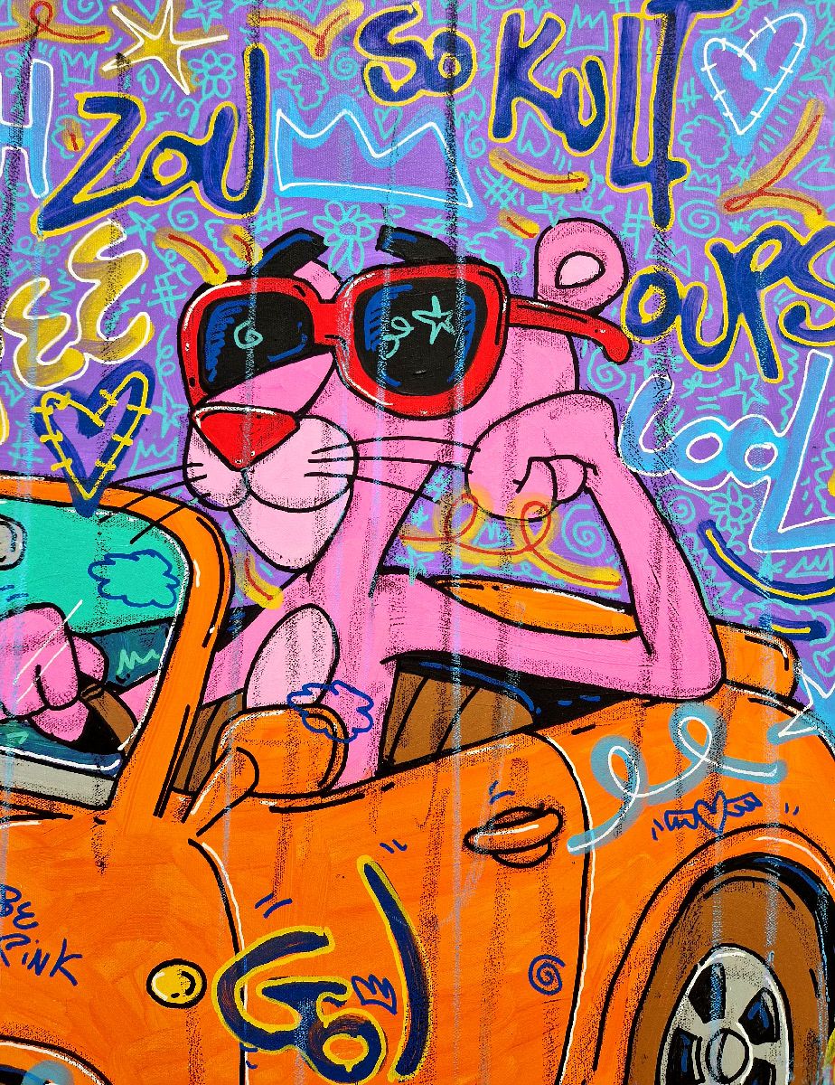 Tableau de RICO SAB a pour titre So kult Pink Panthere style street pop art, street art dim : RICO SABprix:950