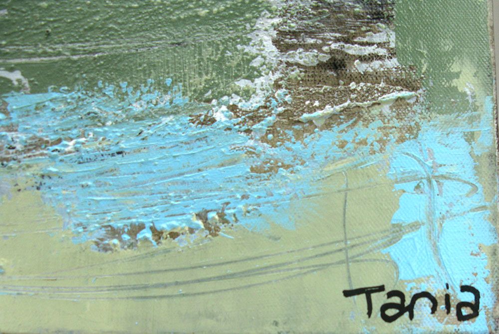 Tableau de TANIA CARRARA a pour titre NUANCES TURQUOISE style abstrait dim : TANIA CARRARAprix:750