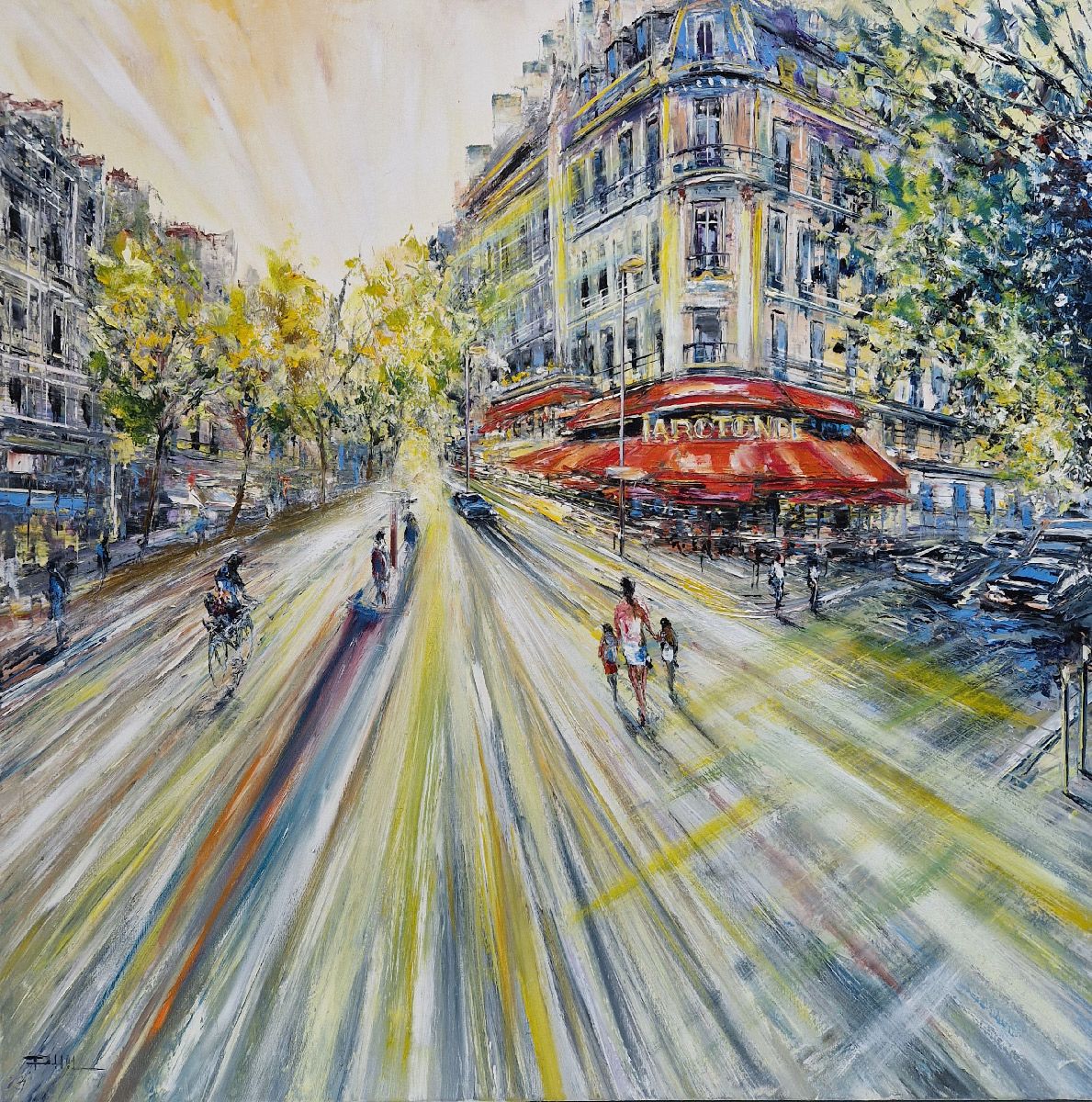 Tableau de PHIL a pour titre La Rotonde, Paris style figuratif dim : PHILprix:550