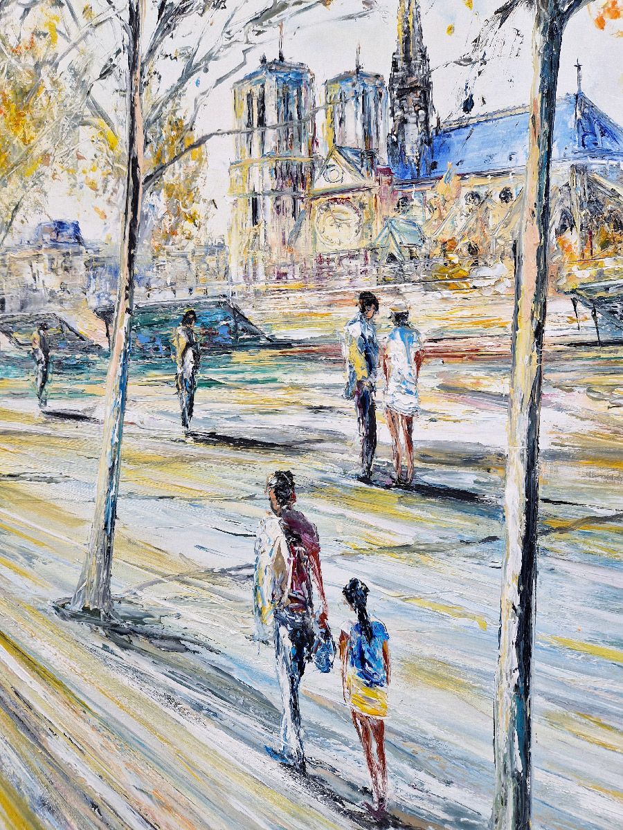Tableau de PHIL a pour titre Les Bouquinistes, Paris style figuratif dim : PHILprix:550