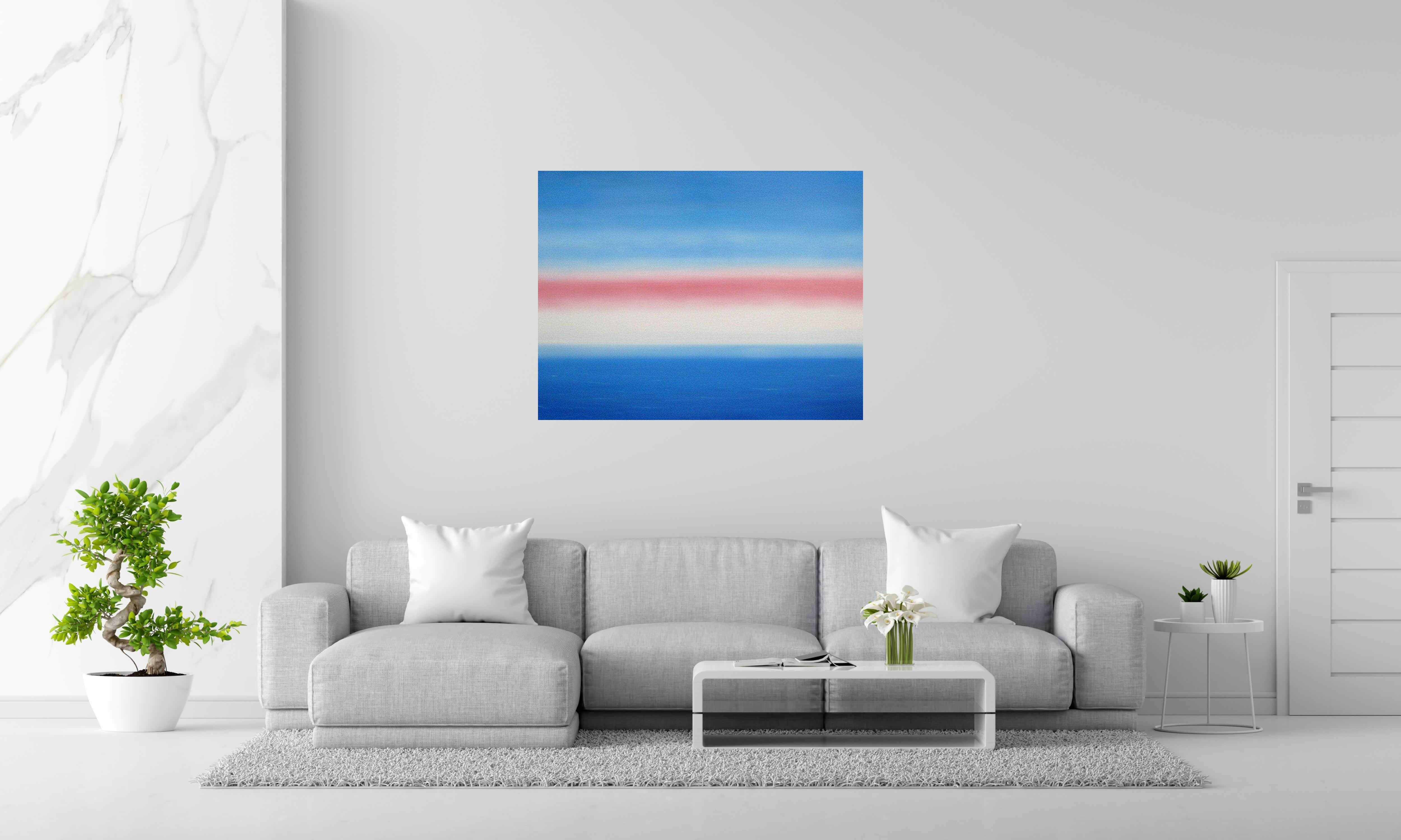 Toile MICHIGAN LAKE XXVII de ELISE BARAT dans un intérieur – 89 × 116 cm