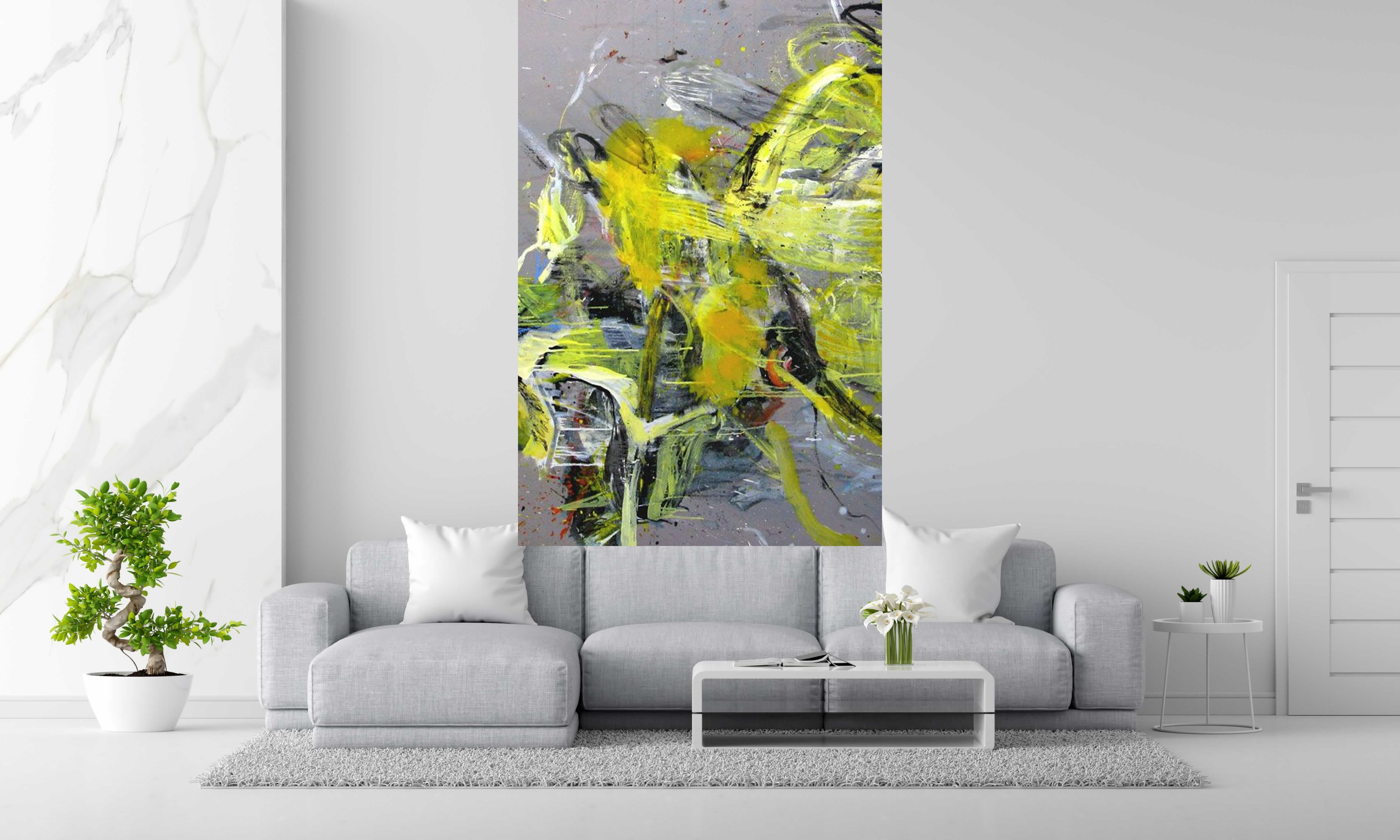 Toile SANS TITRE de RINGER HERVE dans un intérieur – 130 × 195 cm
