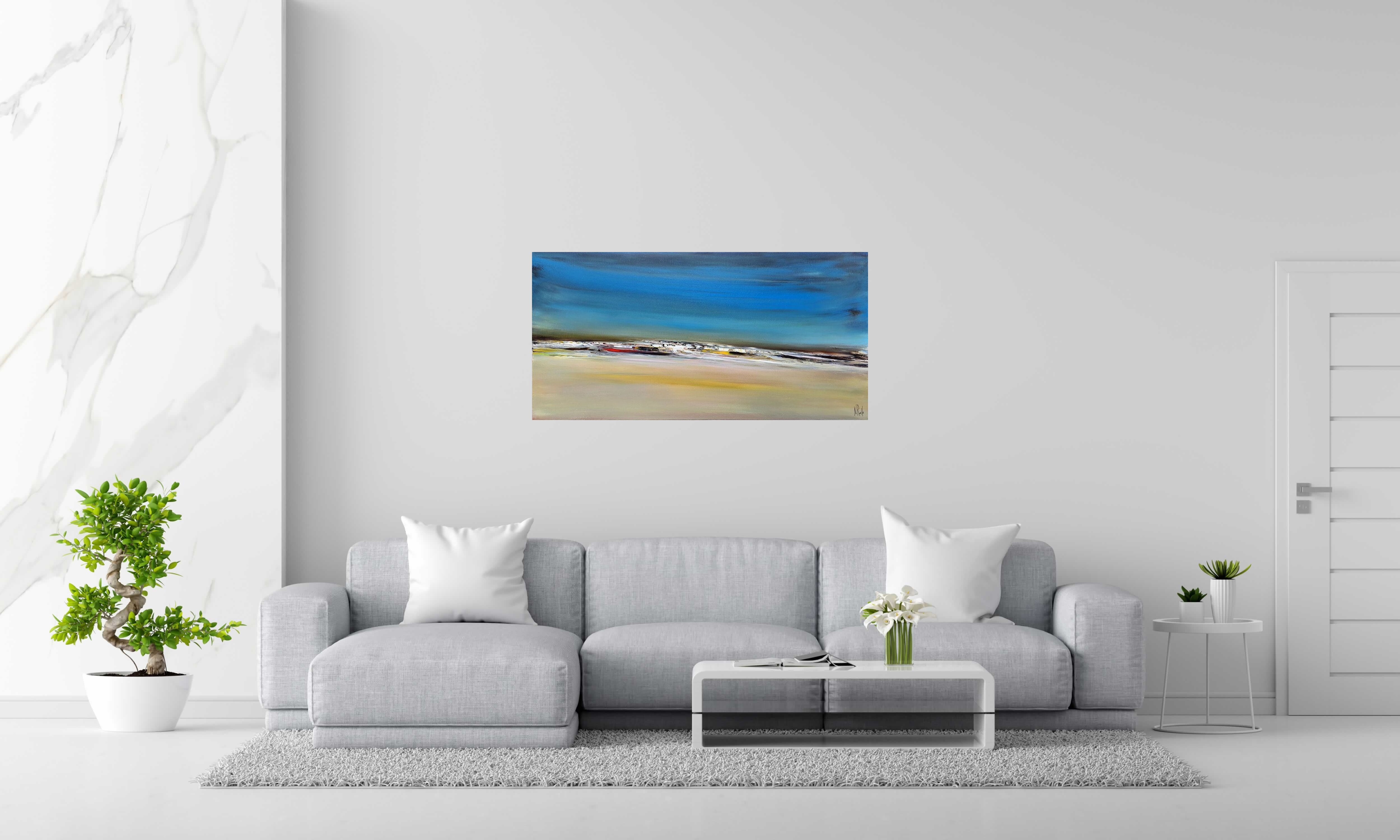 Toile WARM DAYS de RUELLE NICOLAS dans un intérieur – 60 × 120 cm