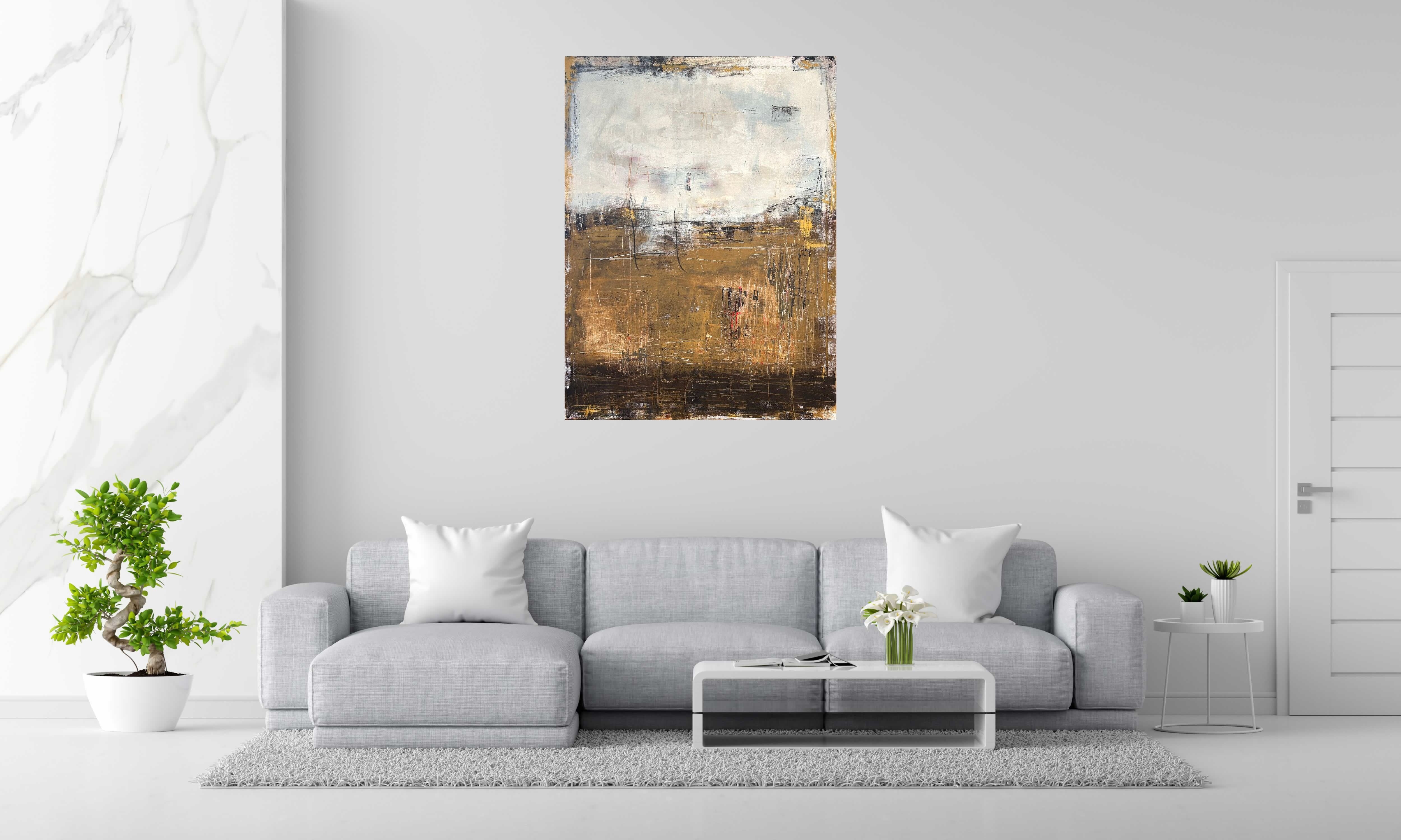 Toile Nuances Cuivre de TANIA CARRARA dans un intérieur – 97 × 130 cm