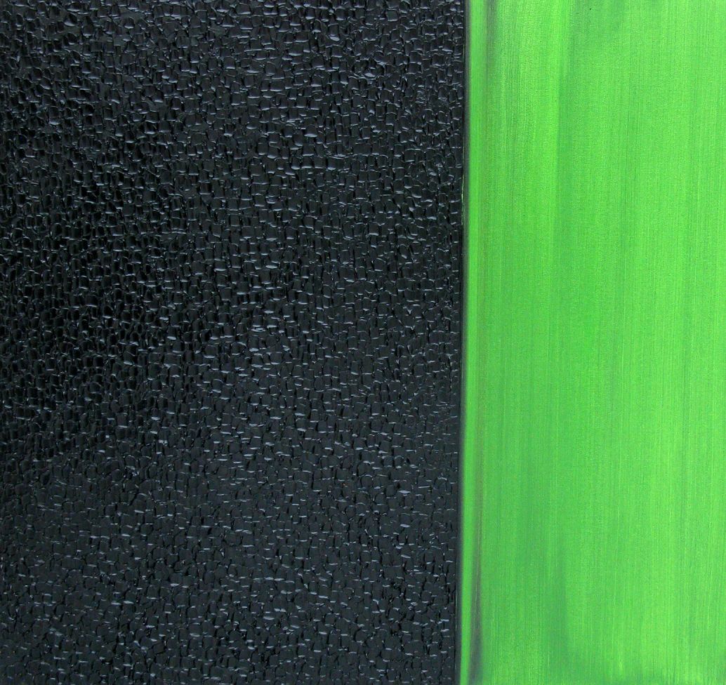 Toile abstraite grand format noir et vert PEINTURE 05-2023-40 – ALAIN BECANNE – 80 × 80 cm